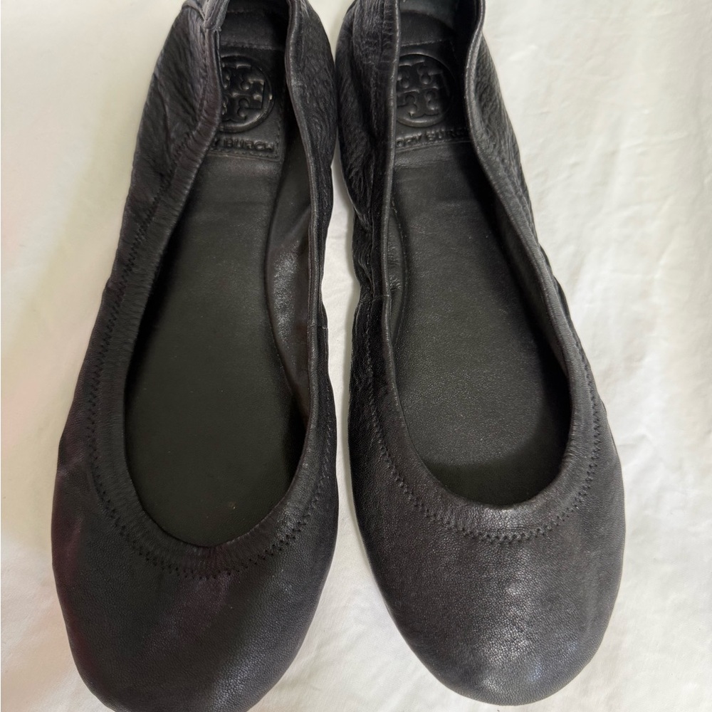 Tory Butch Black Leather Ballet Flats Size 7